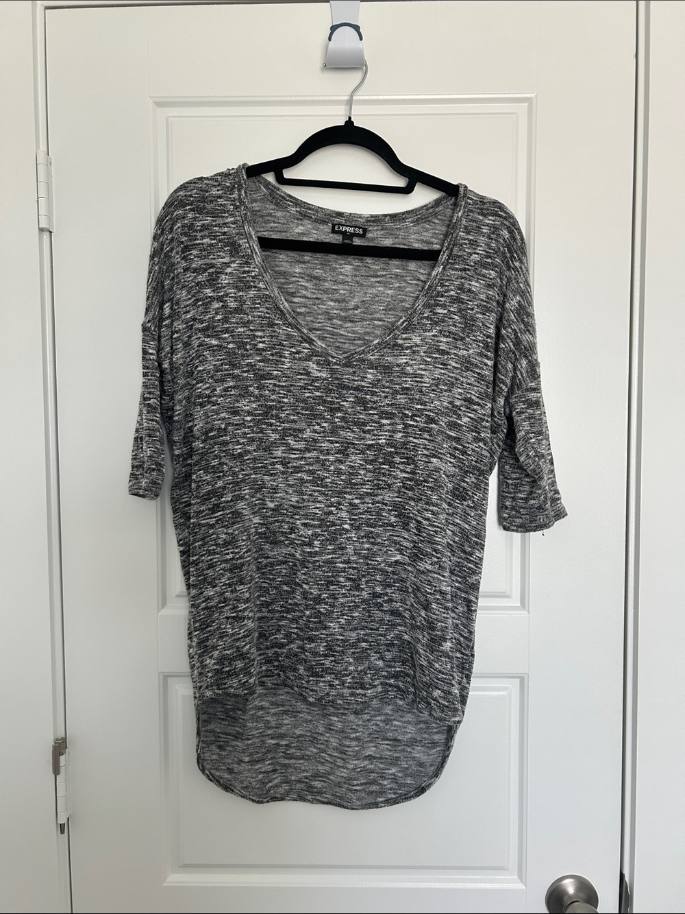 Express Gray Marled Knit Tunic Top